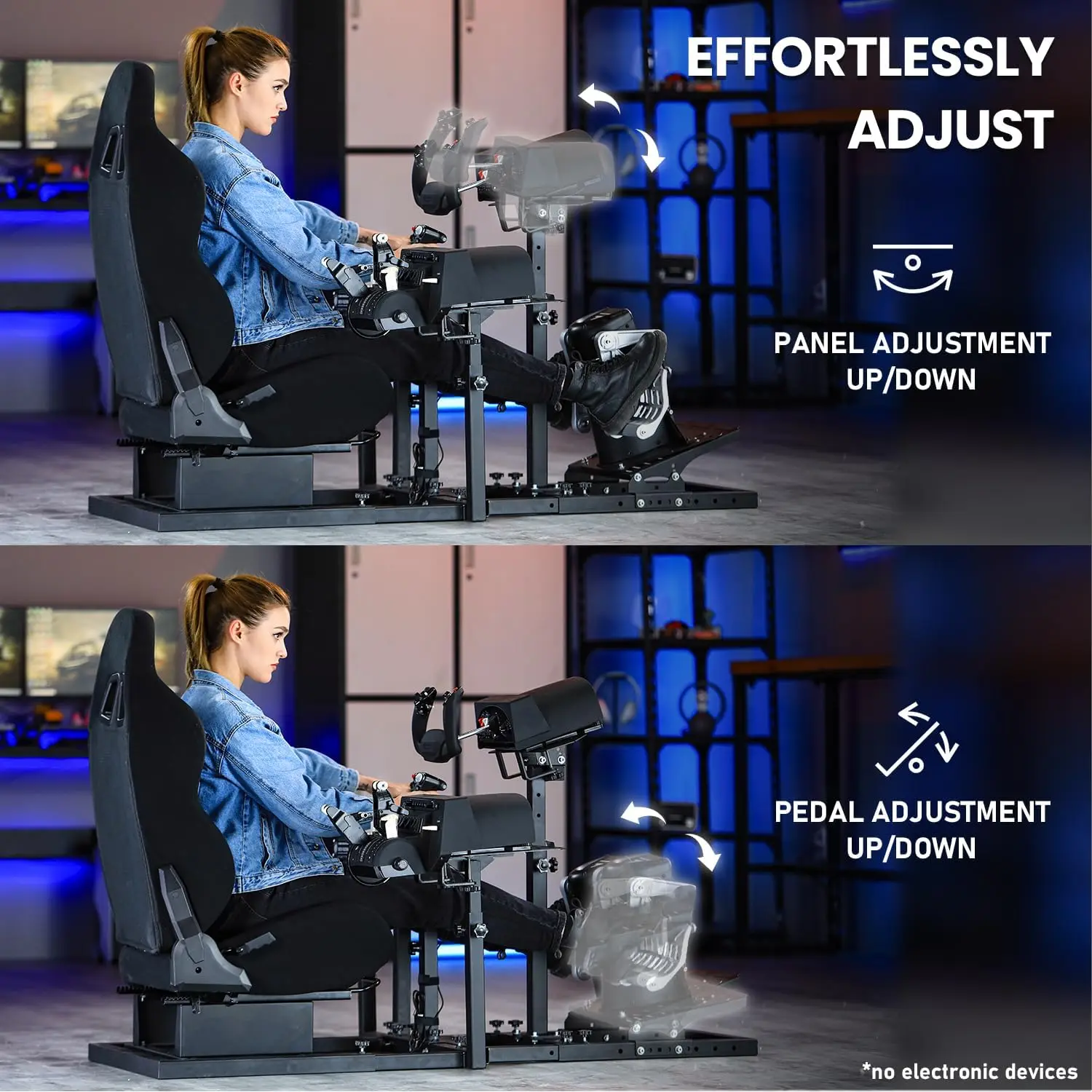 Flight Sim Cockpit: Adjustable Racing Seat/Wheel Stand, Fits HOTAS & Logitech G29/G920 (No Wheels/Pedals/Throttle/Joystick) 4