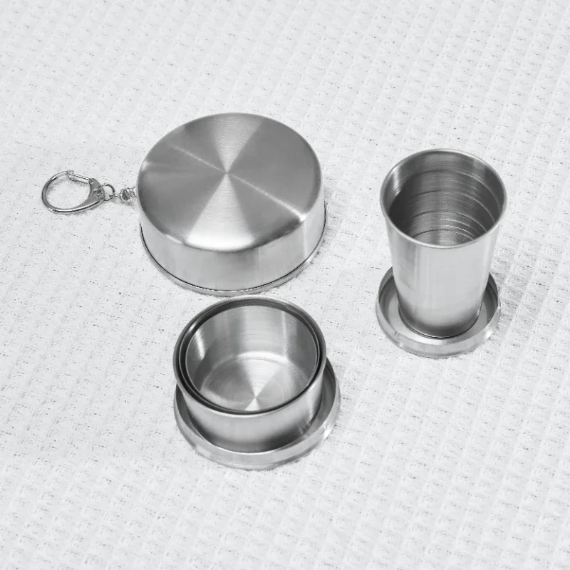 Portable Stainless Steel Foldable Cup 75ml/150ml/250ml Outdoor Travel Collapsible Coffee Mug Telescopic Hiking Camping Water