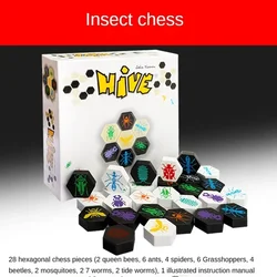 Hive Board Game for Family Fun - High-Quality Wooden Entertainment for All Ages (White)