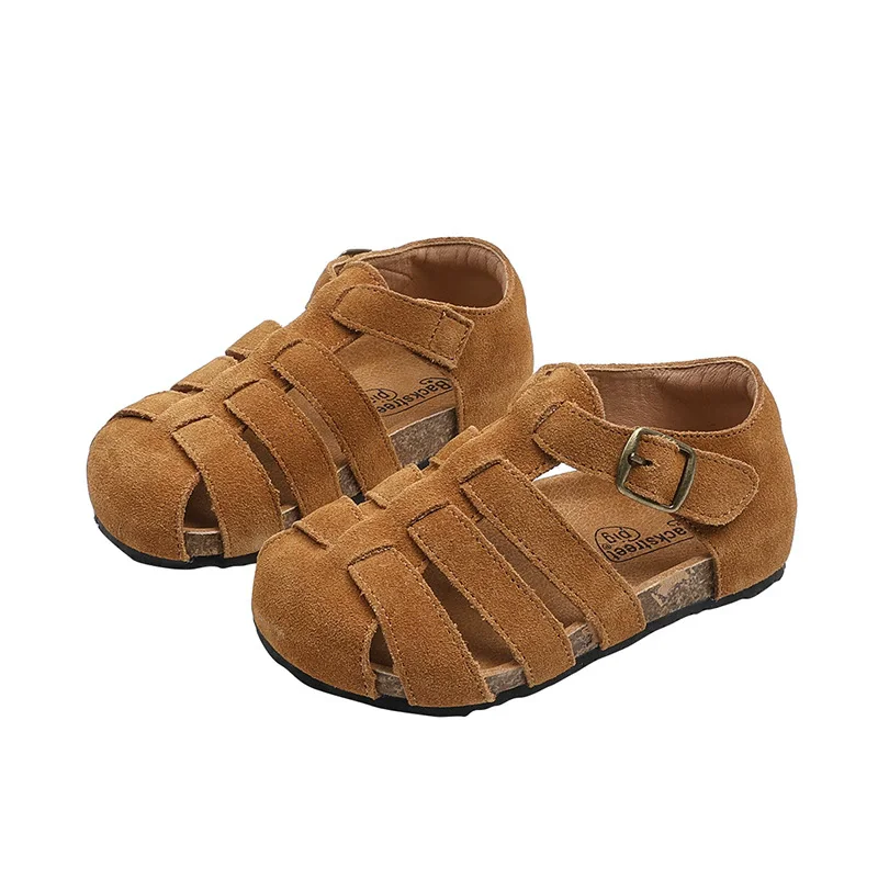 Baby Shoes Kids Shoes Children Sandals Kids Sandals Beach Shoes Suede Leather Girl's Sandals Soft Cowhide Summer Children's Beach Shoes Genuine Leather Baby Boys Gladiator Sandals
