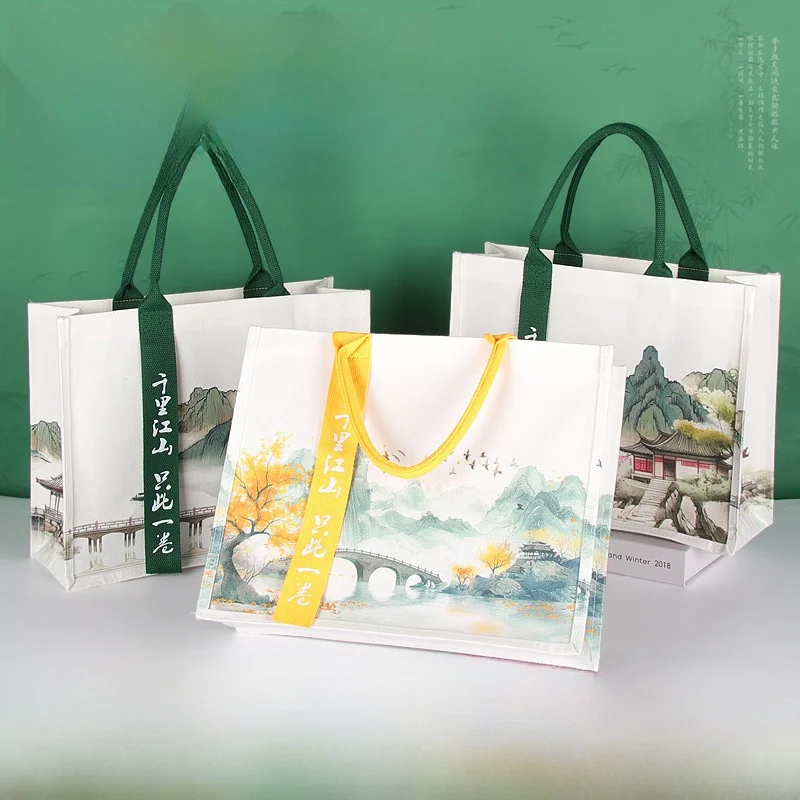 تخصيص حمل حقيبة حقيبة قماش قنب مغلفة 3D حقيبة يد شعار مطبوع أخضر أصفر أزرق تخصيص حجم 37*30*13 سنتيمتر