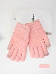 Winter Fleece - Lined Touchscreen Gloves - Thick, Warm, Cold - Proof Knitted Wool for Mobile Phone Use and Cycling (Pink)