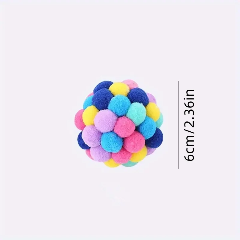 1/3PCS Cat Toys Cat Plush Ball Toy Pet Elastic Bell thumbnail 2