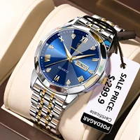 POEDAGAR Luxury Watches Men Business Waterproof Luminous Fashion Stainless Steel Date Week Band Male's Quartz Watch Reloj