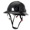 CE Carbon Fiber Full Brim Hard Hat w/ Built In Goggle Triangle Face Towel Construction Engineer  Safety Helmet ABS Safety Cap 5