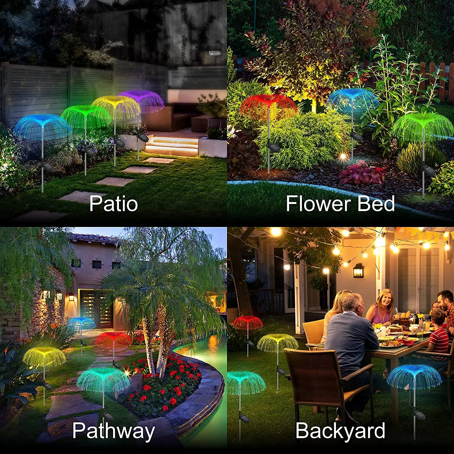 Solar Garden Lights Outdoor Waterproof Optical Fiber Jellyfish Light solar lawn lamp for Patio Pathway Holiday Christmas Decor