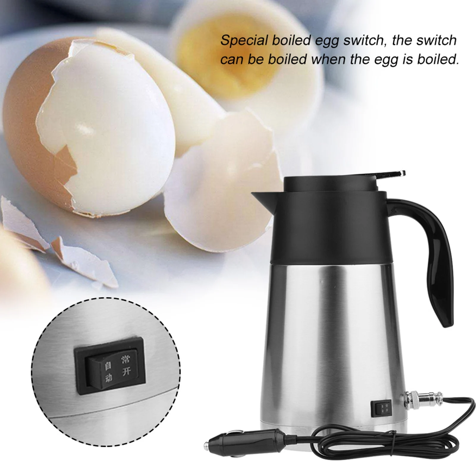 12/24V 차량용 휴대용 주전자 1200ml 대용량 12/24V 자동차 트럭용 주전자 여행용 차량용 히터 병