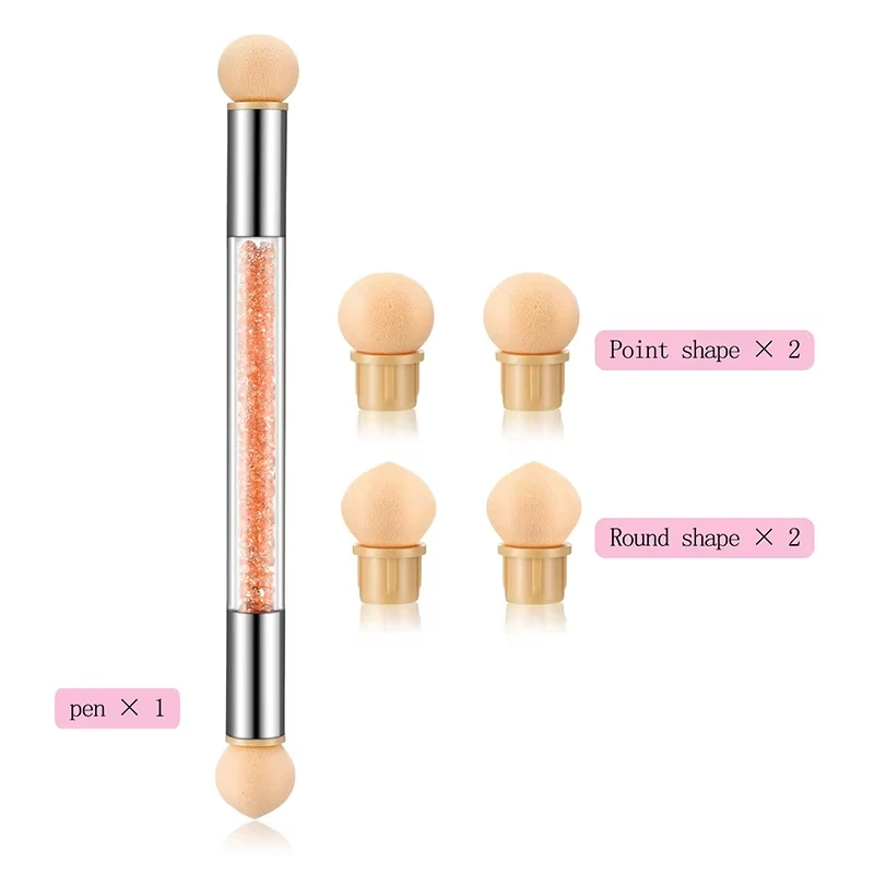 Round Sharp Head Sponge Heads Replacement Nail Art Gel Polish Color Gradient Blooming Brush Glitter Powder Dotting Manicure Tool nail art tools