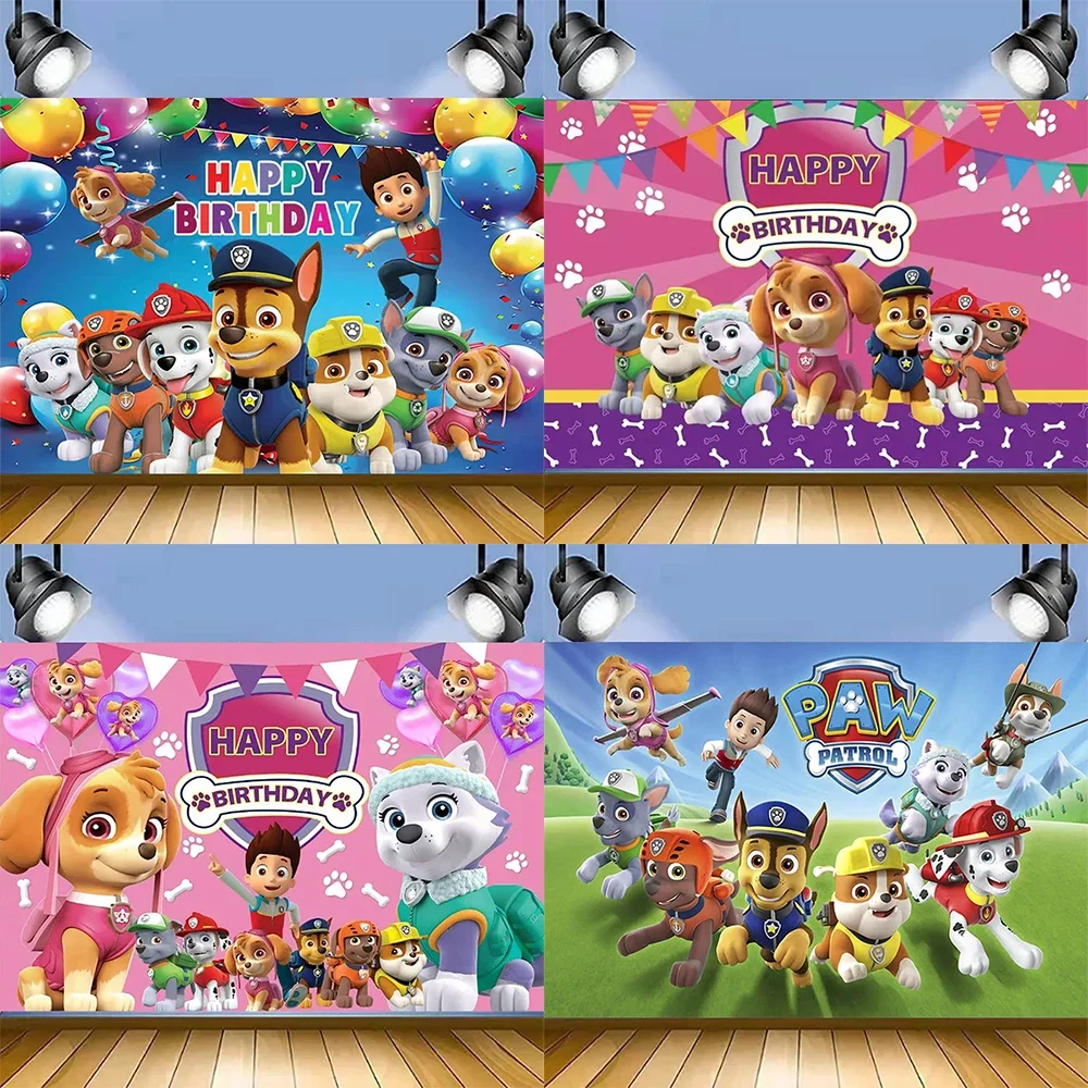 Paw Patrol Background Cloth Kids Party Photography Backdrop Decoration Supplies Poster Photo Studio Props Event Banner Gifts