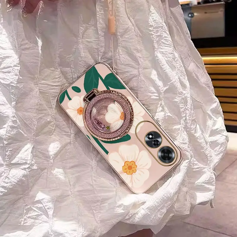 Elegant White Floral Plated Phone Case Cover