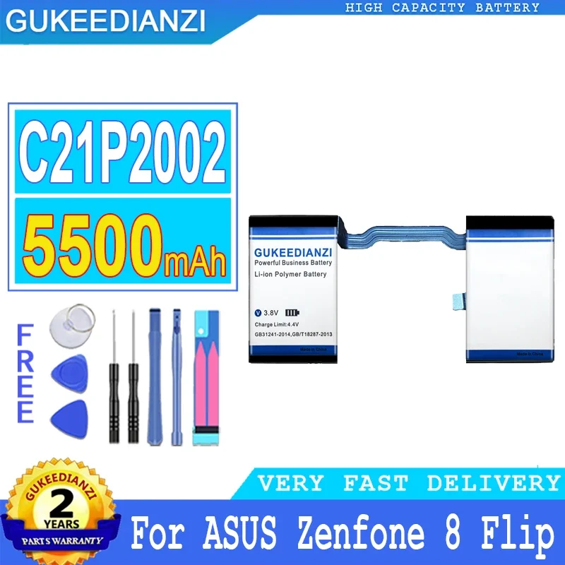 

GUKEEDIANZI Battery for ASUS Zenfone 8 Flip, Big Power Battery, 3500mAh, 5500mAh, C21P2001, C21P2002, ZS673KS, ROG Phone 5, 5S