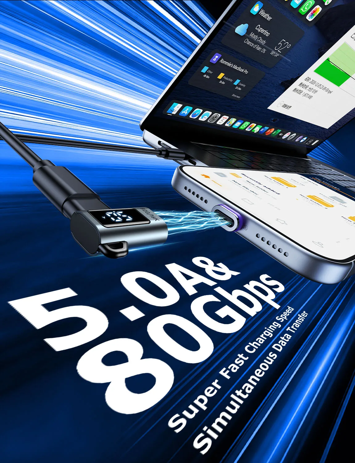 AUFU 24핀 USB C 마그네틱 어댑터 240W USB C-타입 C OTG 커넥터 디지털 디스플레이 어댑터 80Gbps 16K 맥북 프로 삼성용