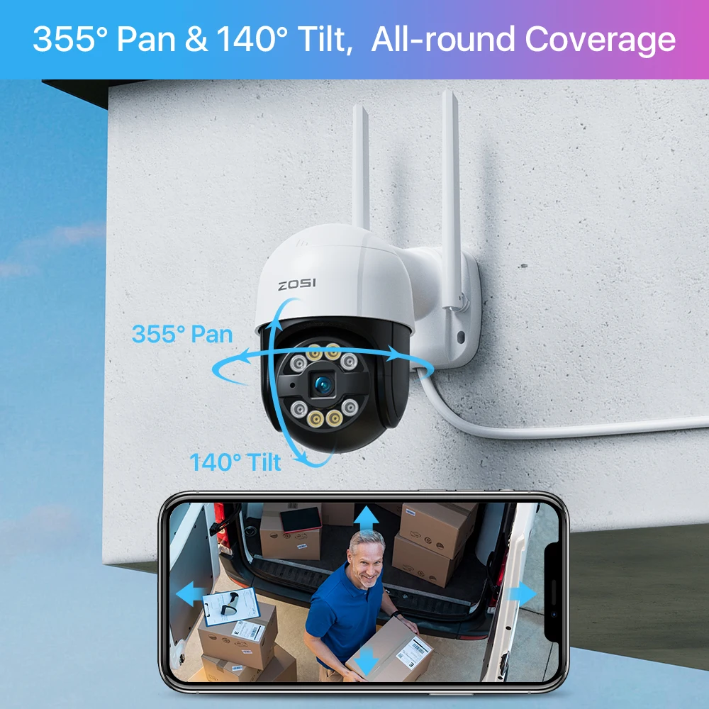 ZOSI 2K PTZ Wireless Security Camera System 3MP Pan/Tilt IP