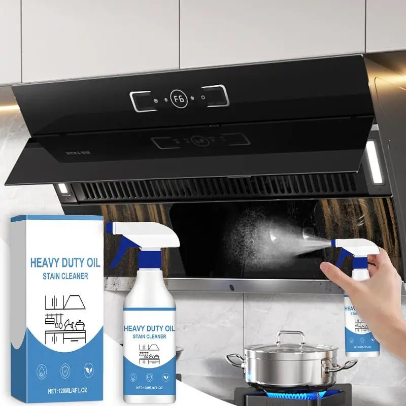 Oil Stain Cleaner Grease Stain Remover 120ml Kitchen Grease Foam Cleaner Oil Stains Degreaser Household Spray For Grills