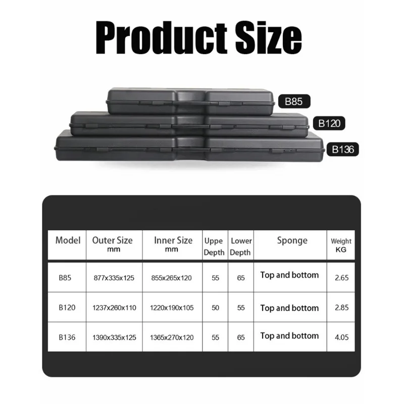 Extra Long Waterproof Hard Carry Tool Case Bag Organizer Storage Box Camera Safety Protector Instrument Tool Box with Sponge 4