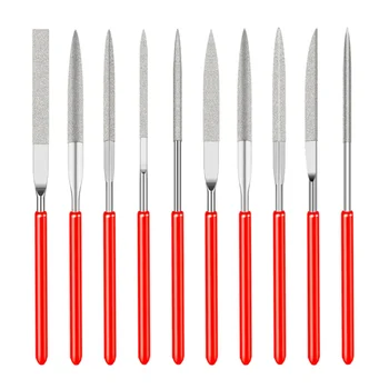 10Pcs Diamond Needle File Set 3x140mm Mini Needle File Kit For Stone Glass Metal Carving Craft Hand Tools Needle File Set