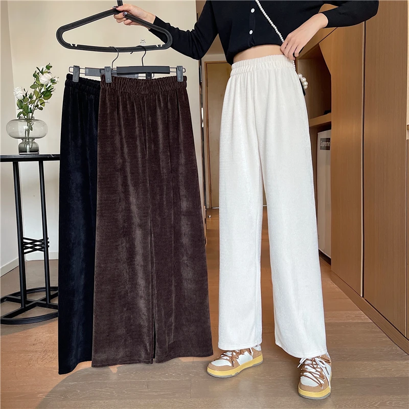 wide leg trousers JMPRS Loose Women Corduroy Pants Elastic High Waist New  Fall Straight Black Pants Casual Fashion Korean Female Trousers corduroy pants