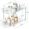 2 Tier Bathroom Organizer Under Sink Storage Clear Container Pull Out Bins Vanity Countertop Drawer Kitchen Pantry Cabinet 3