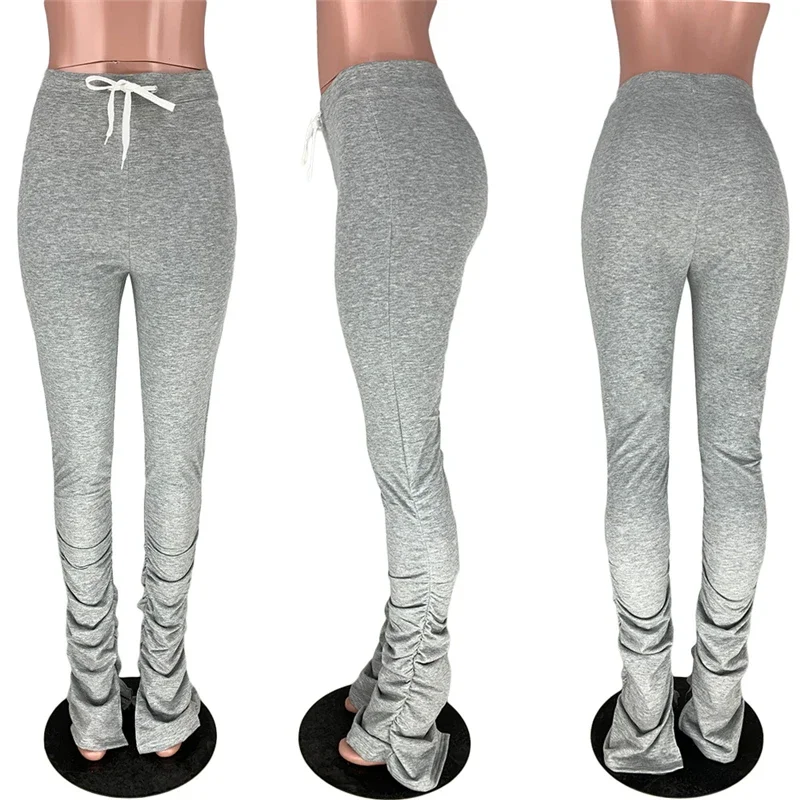 High Street Leggings Joggers Skinny Drawstring High Waist Sweatpants Femme Sweat Pants Women Ruched Pants Stacked Solid Trousers сексуальный шнурок ruched короткий рукав танк топы tee женщины печать повседневная мода кроп топ дамы high street танк топ летняя ткань