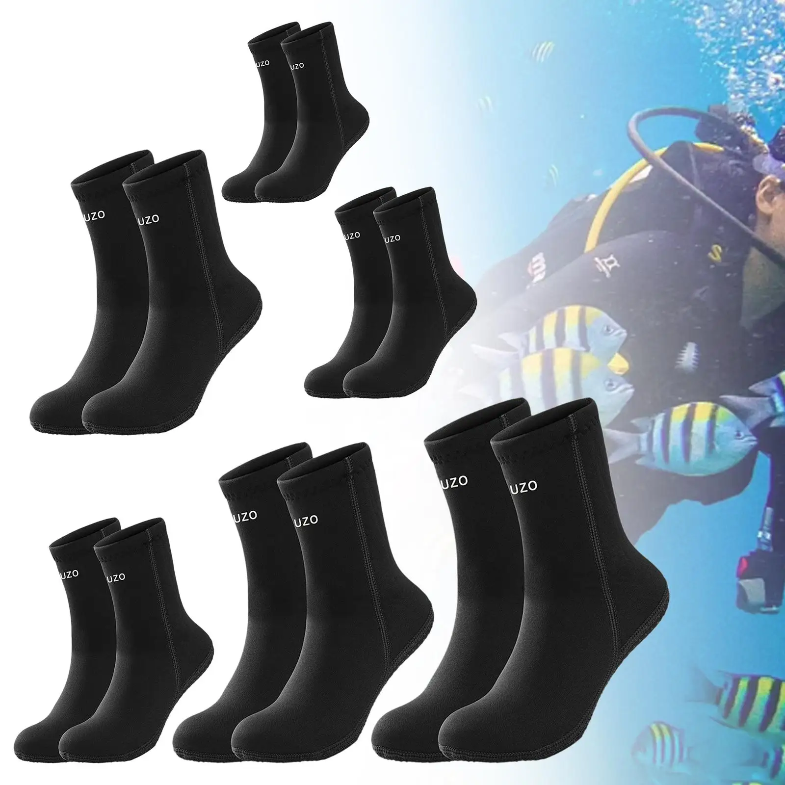 3mm Neoprene Diving Socks Thermal Anti Slip for Adults Dive Fin Booties Water Shoe Socks for Surfing Snorkeling Freediving Swim