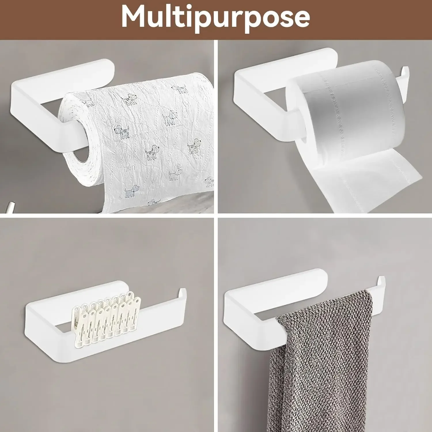 Toilet Paper Box Adhesive Plastic No Drilling Tissue Dispenser for Washrooms Bathroom Kitchen