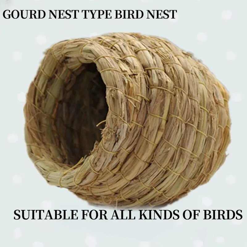 Birdcages Straw Bird Nests Natural Grass Woven Birdhouse Resting Breeding Nesting Cages Hideaway Shelter for Finch Canary