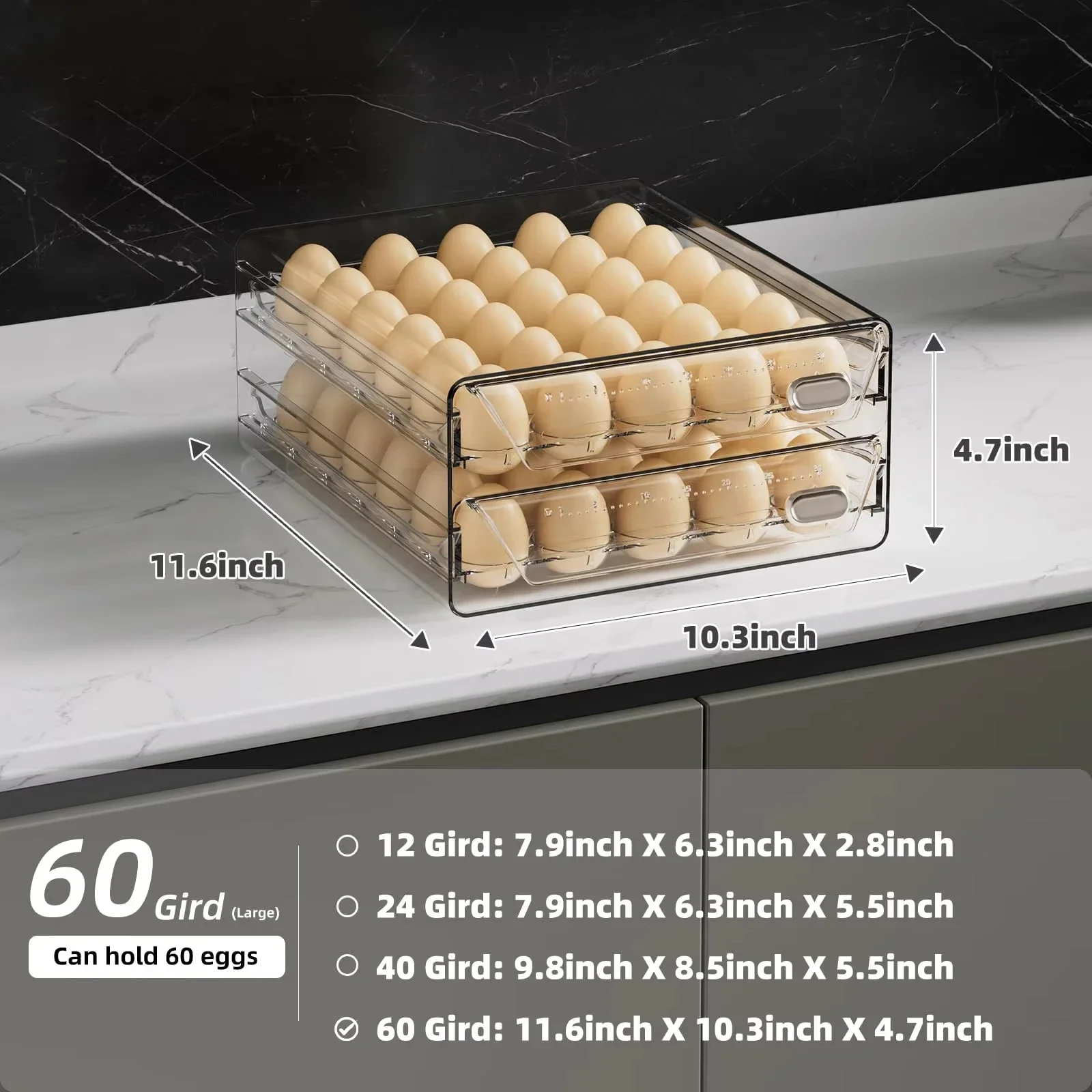 Clear 60 Egg Container for Refrigerator Egg Holder for Fridge Stackable Storage Container Fresh Storage Box Tray kitchen storage box,egg storage box,food storage container,food storage box,egg storage container,storage box