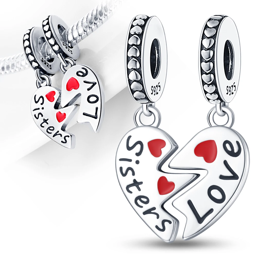 Rose Gold Heart Shape Silver Colour Charm for Women Festival Jewelry Gift Fit DIY Bracelet Necklace Chrams