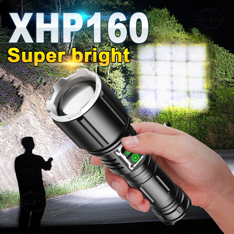 Linternas Led de alta potencia de 120000 lúmenes XHP160, lámparas recargables por linterna táctica, linterna LED, luz de mano| | - AliExpress