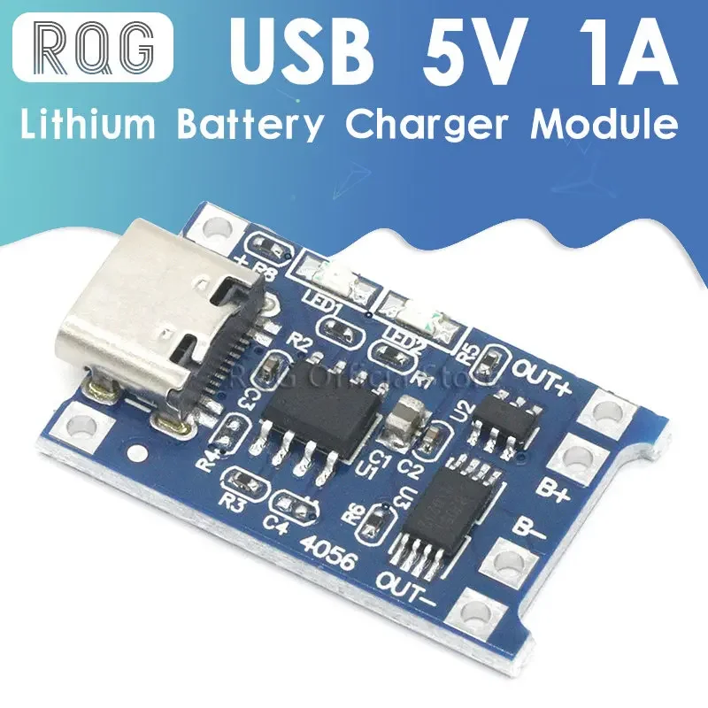 Lithium Battery Charger Type-c USB 5V 1A 18650 TP4056 Charging Board With Protection Dual Functions 1A Li-ion