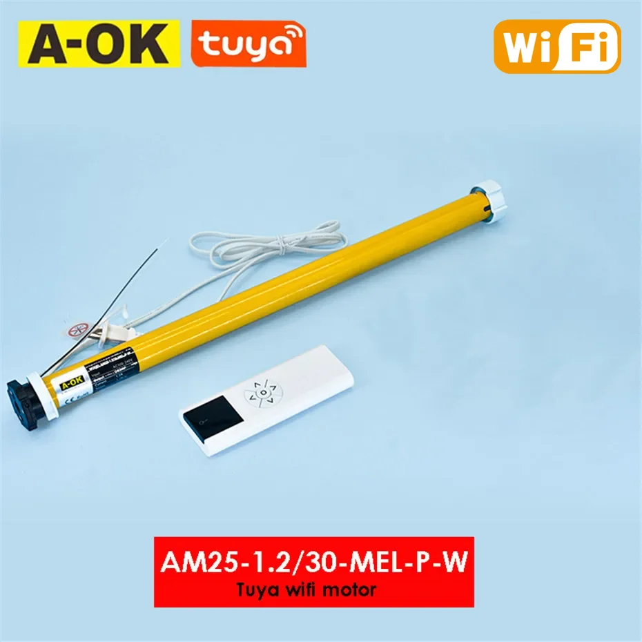 

A-OK AM25 1.2/30 Rolling Tubular Motor,RF433 Remote+Tuya wifi App,for Rolling/Roman Curtain/Sun Blinds,AC100-240V,for 38mm tube