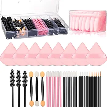 Kit di strumenti per il trucco usa e getta da 218 pezzi, Set di strumenti per il trucco professionale, soffio di polvere morbido a triangolo/pennello per sopracciglia/pennello per Mascara