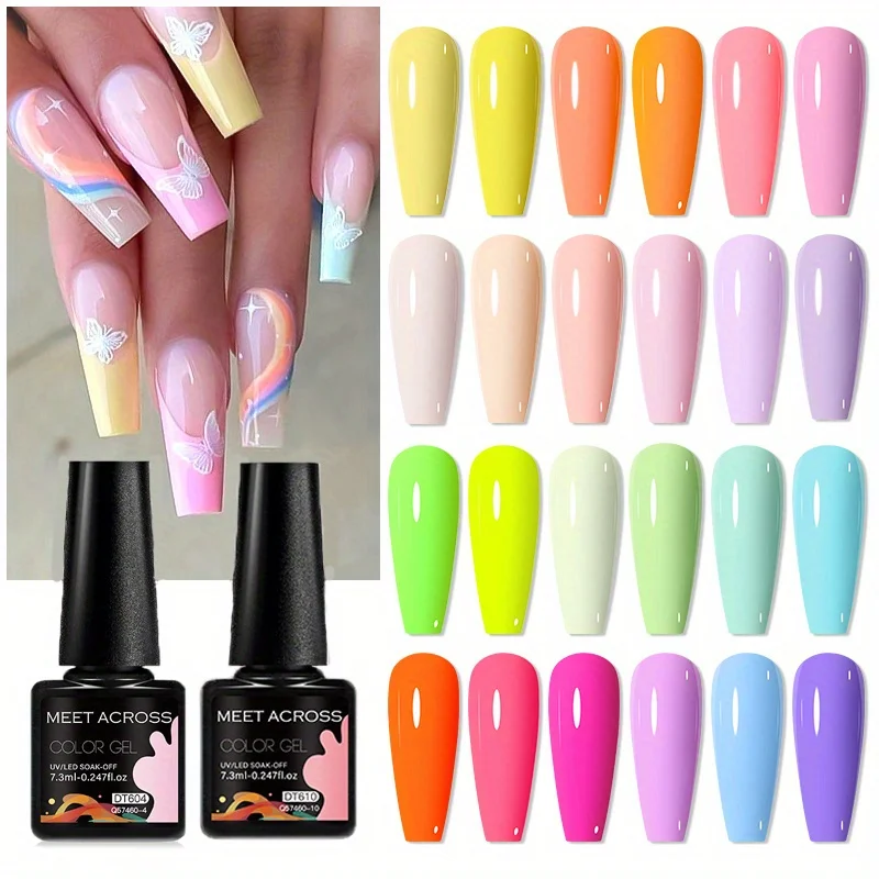 

MEET ACROSS 7,3 мл Макарон Гель-лак для ногтей весна-лето отмачиваемый УФ светодиодный Гель-лак стойкий для творчества дизайн ногтей лак