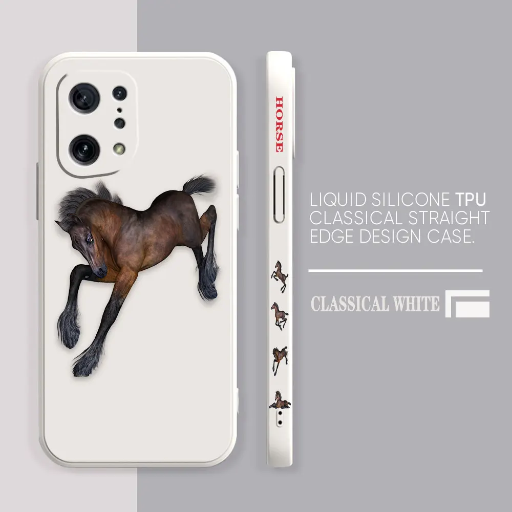 thumbnail image 1 of Case For OPPO FIND X6 X3 REALME X7 X50 RENO 2 4Z 4 6 Lite 5Z 5F 4G 5G PRO Liquid Silicone Case Galloping Horses, 1 of 5