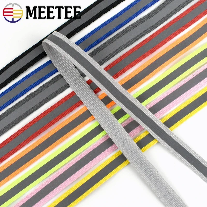 Reflective Nylon Webbing Fluorescent Safety Ribbon - 10 Yards, 10mm Wide