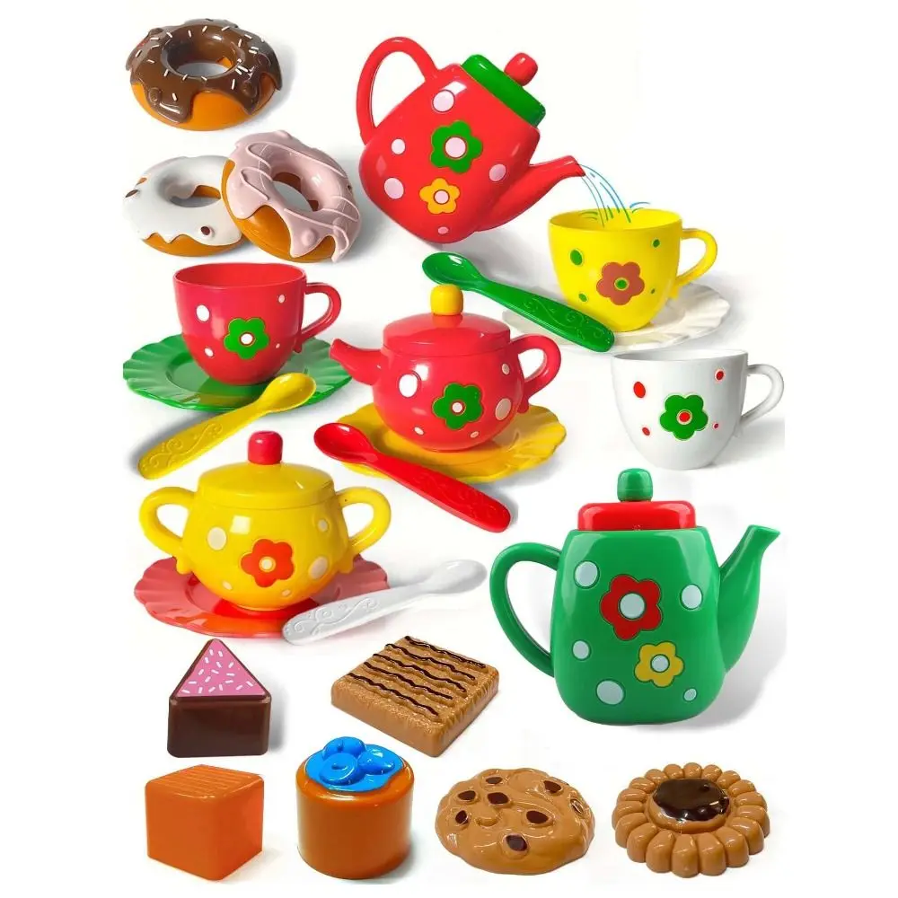 Afternoon Tea Set for Girls Cake Dessert Playhouse Kitchen Toys Kids Christmas New Year Gifts Kettle Cookies Simulation Food