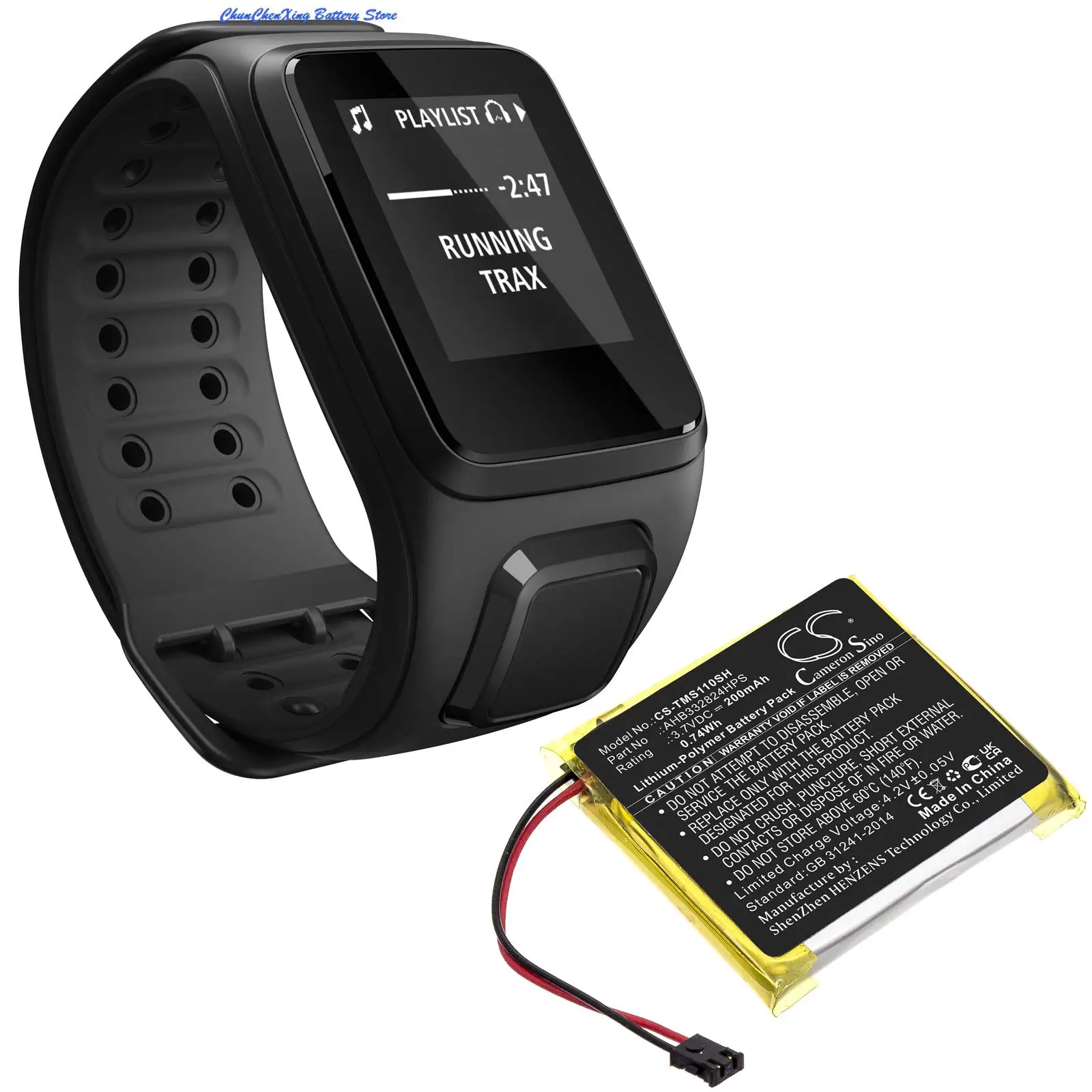 Batteria Smartwatch Greenbattery200Mah Per Tomtom Spark Cardio + Music Gps