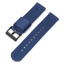 Durable Nylon Watch Strap with Stainless Steel Buckle and Quick Release System - 22mm (Royal blue black)