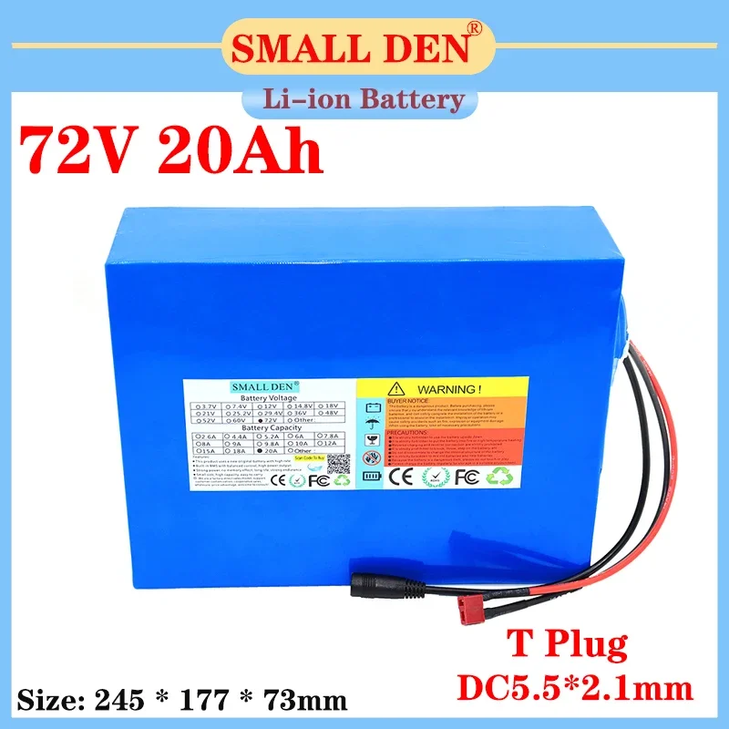 

Блок литиевых батарей 72 в 20 А, 21700 20S4P, встроенный балансировочный блок BMS 40 А, подходит для двигателя, мотоцикла, электромобиля, трехколесного велосипеда 3000 Вт