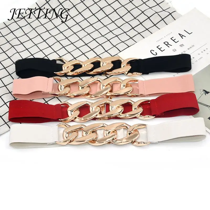 

1PC Gold Chain Belt Stretch Skinny Elastic Wide Corset Tie Wrap Waist Soft Vintage Women Red Black Dress Belts Accessories