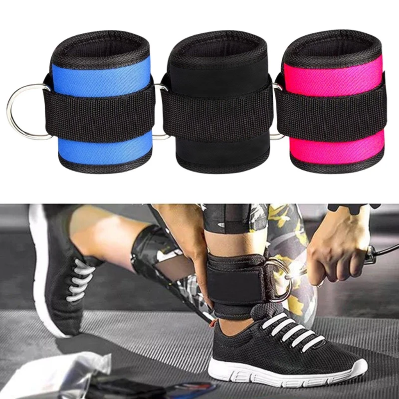GWAWG 2 polsini regolabili per l'allenamento dei fianchi, estensione delle gambe, allenamento della parte inferiore del corpo, doppia D - anello palestra accessorio supporto imbottito con 2 fibbie