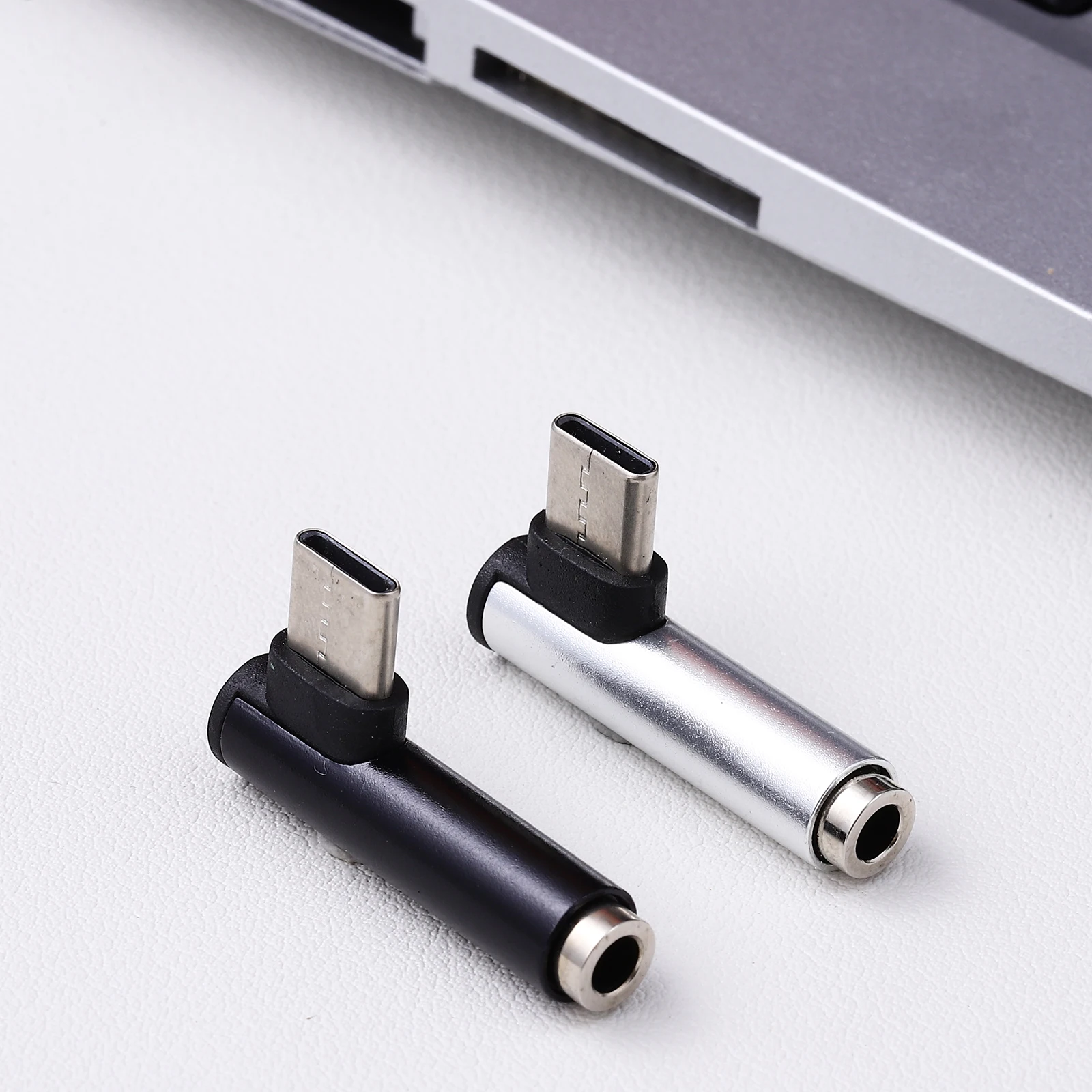 2Pcs Type-C To 3.5mm Audio Adapter 90 Degree Angle Audio Headphone Adapter For Mobile Phone Mobile Phone Tablet