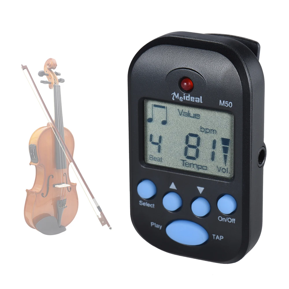 M50 Mini Metronome Professional Clip-on LCD Digital Rhythm Metronome for Guitar Violin Bass Stringed Instrument Accessories