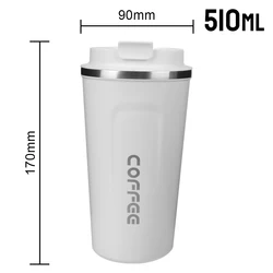 Insulated Leak-Proof Stainless Steel Travel Coffee Mug - Double-Walled Thermo Cup for Hot or Cold Beverages (510ML White)