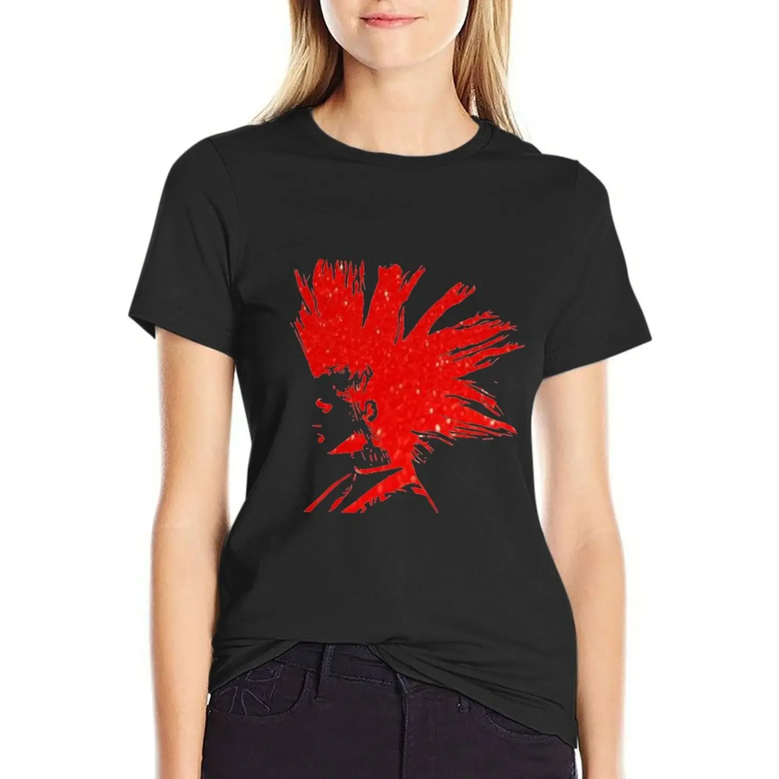 

Distillers Brody Red Glitter T-Shirt summer top vintage clothes Woman clothing