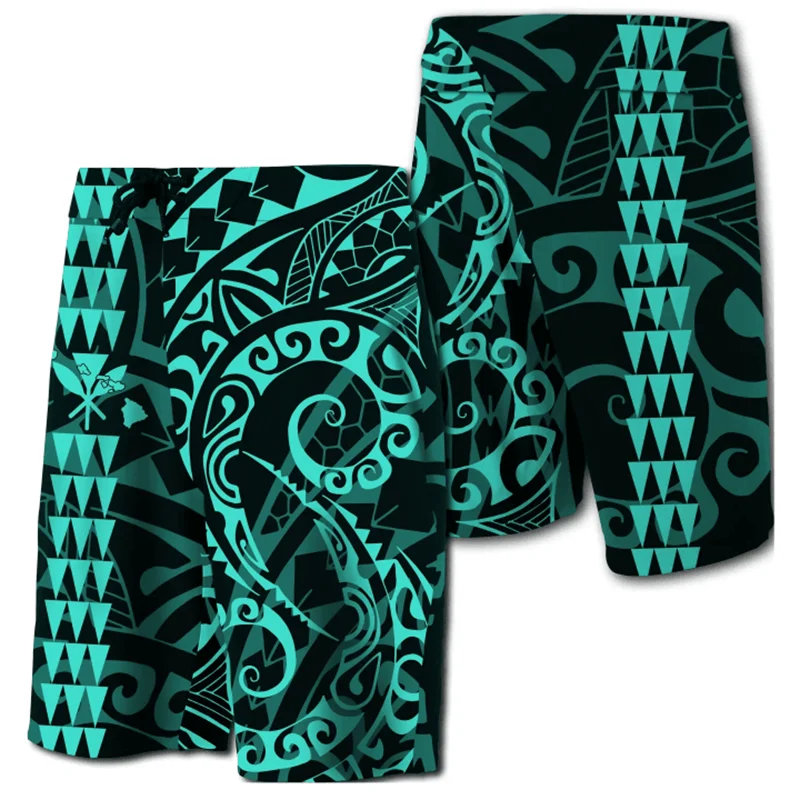 

2024 Men Shorts Hwaii Kakau Polynesian Board Shorts Colorful Haka Style Beach Short 3D Print Swim Trunks Ropa Hombre Short Pants