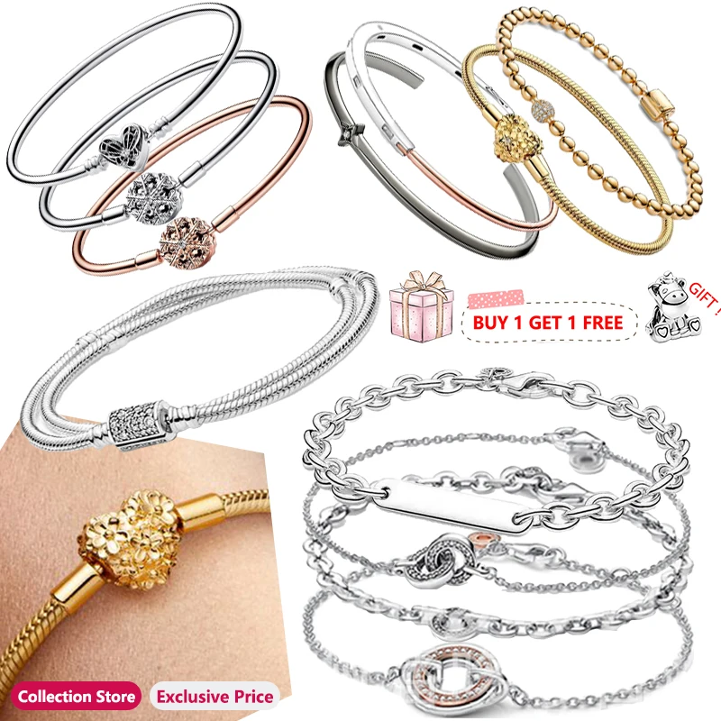 

Hot selling 925 Sterling Silver Exquisite Eternal Love Women's Logo Bracelet For Original Charm Jewelry
