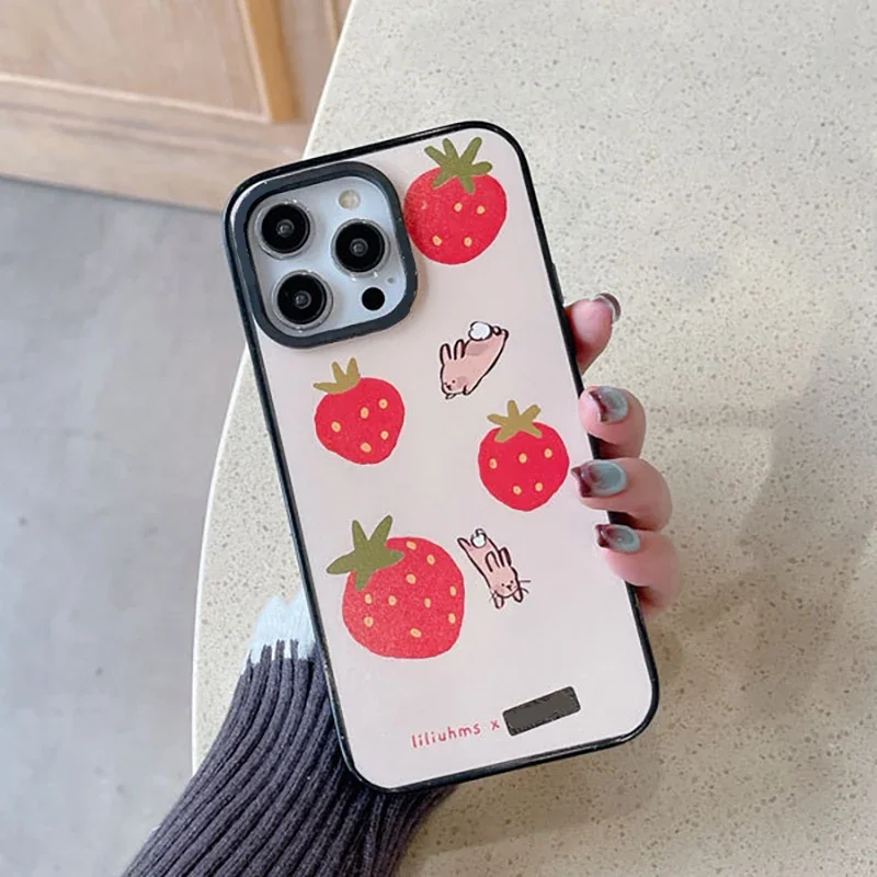 

Upgrade Acrylic Border Strawberry Phone Case Cover for IPhone 11 12 13 14 15 Pro Max Case for IPhone 14 Pro