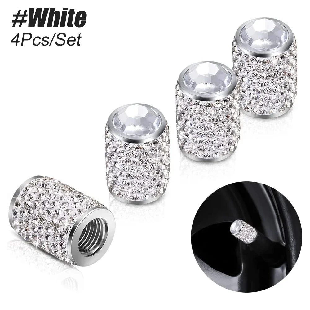 Luxurious Bling Rhinestone Tire Valve Caps - Set of 4