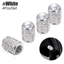 Luxurious Bling Rhinestone Tire Valve Caps - Set of 4 (White)
